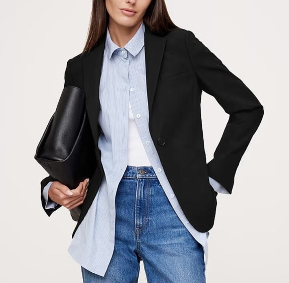 Banana Republic Slim Refined Long Sleeve Notch Single Breasted Blazer Black 6